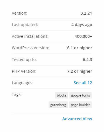 WordPress plugin details